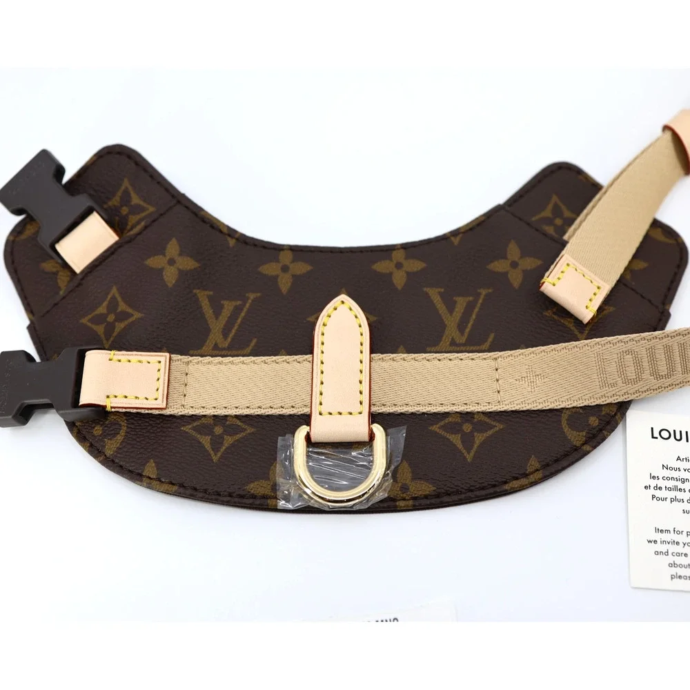 New Auth LOUIS VUITTON PM Dog Harness LV Monogram Small Dog Leather Pet GI1221